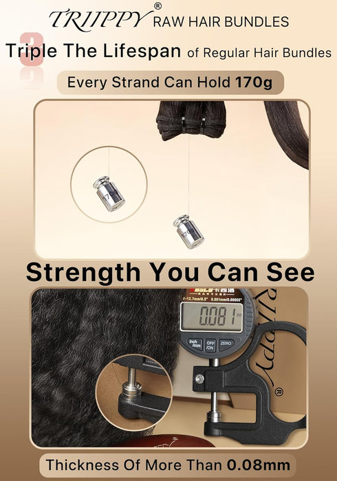 Raw hair bundles kinky straight