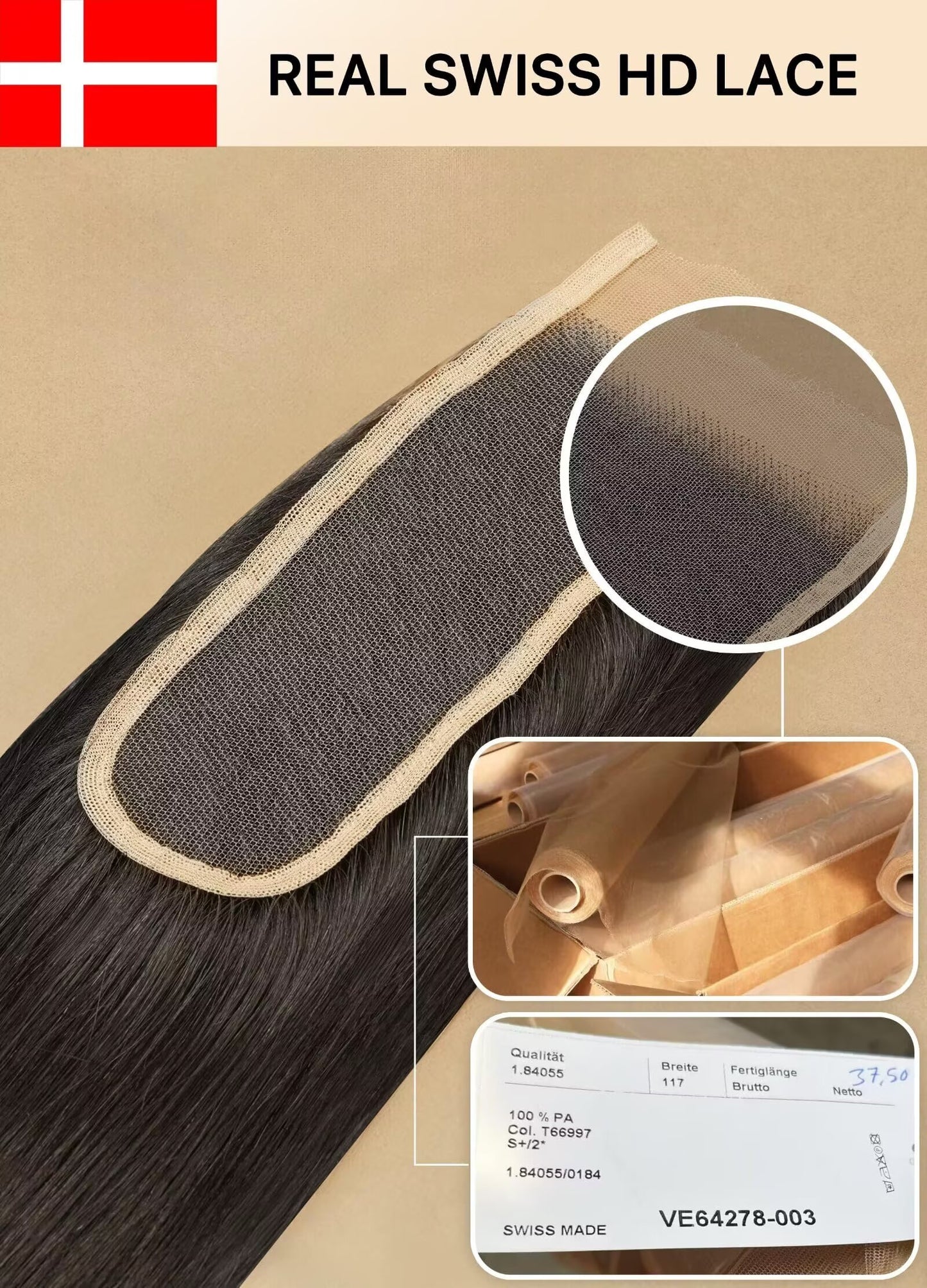 Triippy Raw Hair 2x6 HD Lace Closure Straight More Less Shedding than Regular Virgin Hair, 0.10mm Ultra-Thin 2x6 Swiss Real HD Lace with 100% Raw Cambodian Human Haires