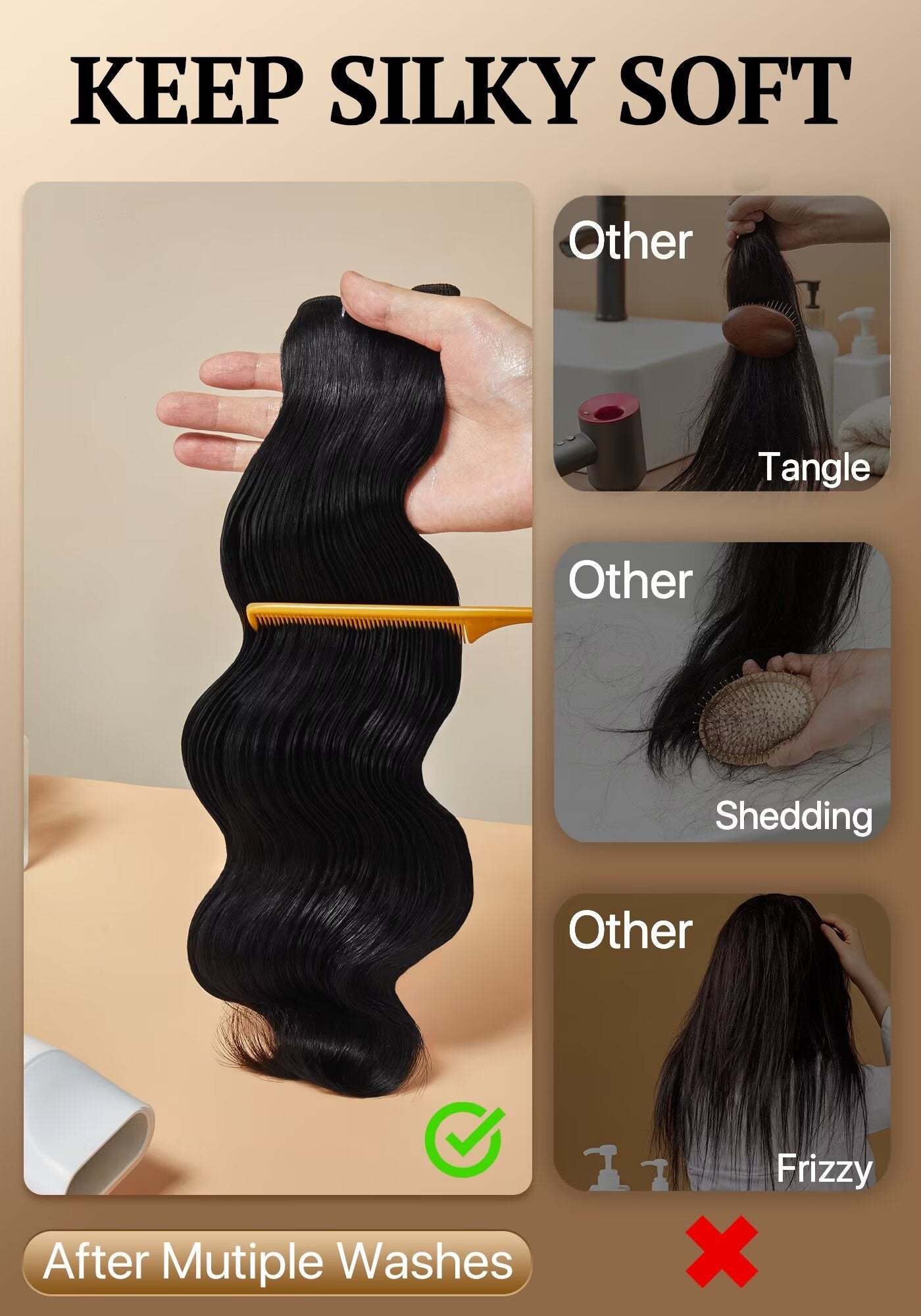 TRIIPPY Body Wave Bundles Human Hair,100% Raw Cambodian Hair Wavy 3 Bundles,Triple The Lifespan Over Regular Virgin Hair Bundle,No.1 Raw Hair Brand On Amazon Natural Color
