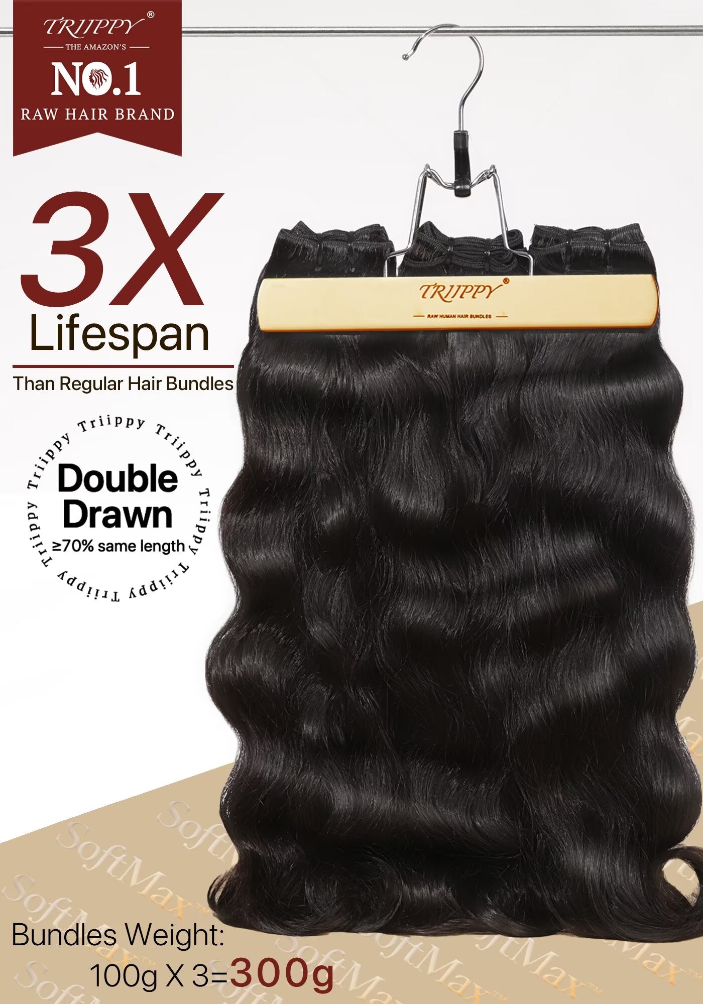 TRIIPPY Raw Natural Body Wave Bundles Human Hair,100% Cambodian Raw Hair Sew in Weave Double Drawn 1 Bundle(14 Inch),3X Lasting And Durable Over Virgin Hair Bundle,No.1 Raw Hair Brand On Amazon